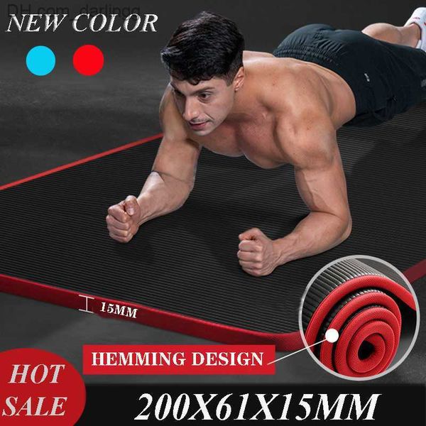 

200cm extra hemming sport 15cm thick nrb non-slip shock silent yoga mats for fitness pilates gym home workout 10cm tasteless pad q230826