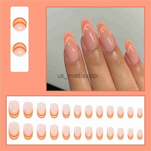 

false nails x gel 24pcs manicure wearing european and american false nails round head line nail stickers manicure stickers full cover tips x, Red;gold
