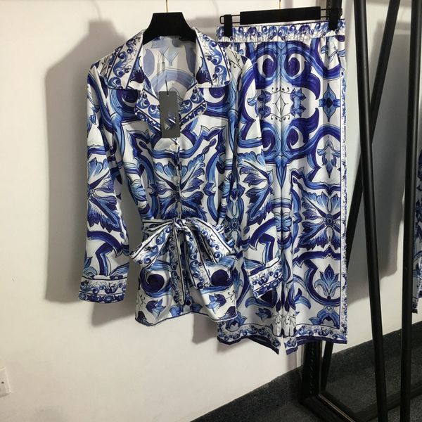 

718 2023 minlan style spring summer brand same style two pieces sets pants lapel neck empire long sleeve meiyi, White