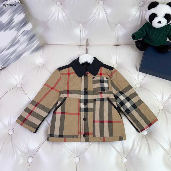 

23ss designer kids cotton jacket baby winter clothing size 100-160 cm fashion multi color striped cross design lapel outwear aug24, Blue;gray