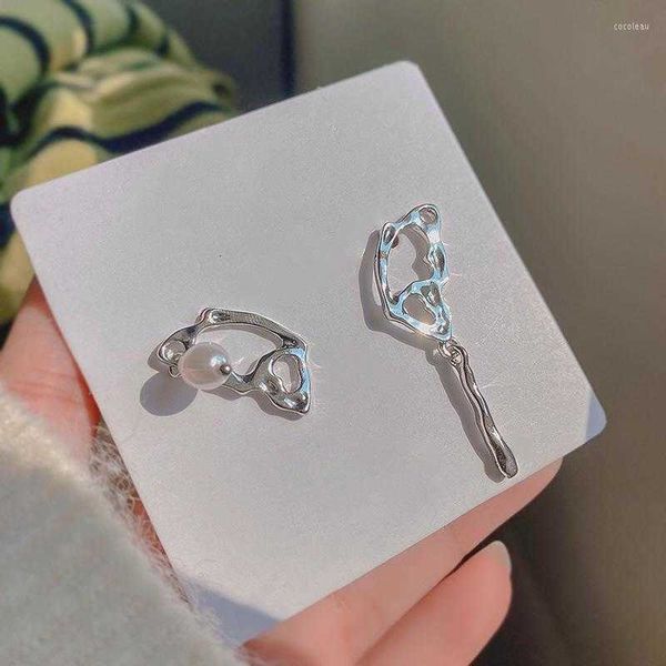 

stud earrings colorful l korean design s925 sterling silver irregular alloy butterfly for women cool girl fine jewelry gift, Golden;silver