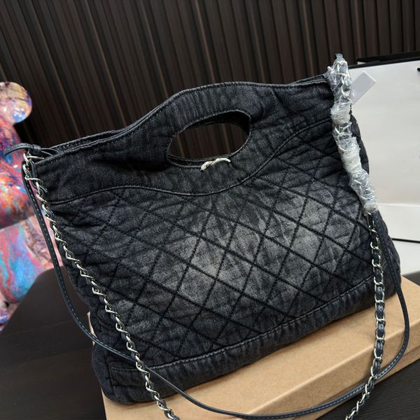 

jumbo old washing denim 31 bag women designer tote silver metal hardware matelasse chain large capacity shoulder handbag outdoor shopping le