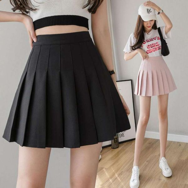 

white pleated skirt summer black high waisted a line short grey large size fat mm