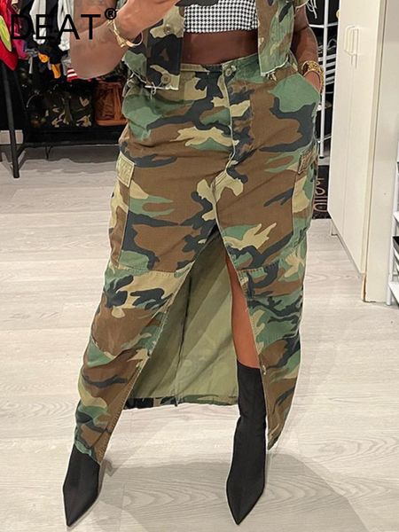 

skirts deat fashion women s skirt irregular pockets zipper split camouflage print slim waist dresses spring 2023 17a6707 230826, Black