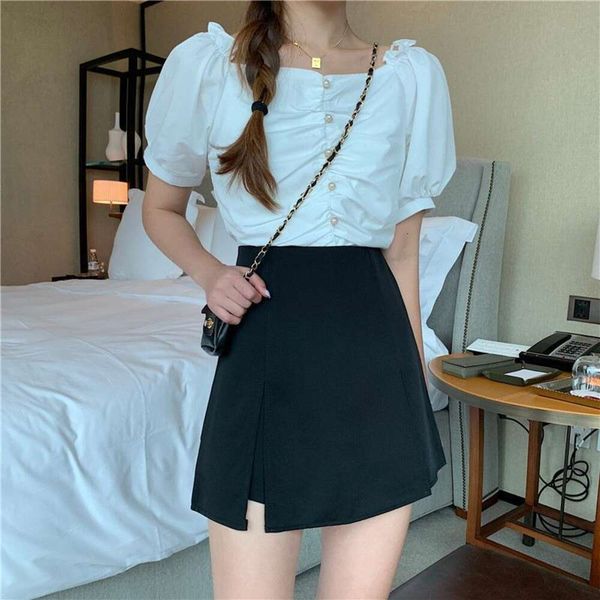 

split black skirt for women summer high waisted a line short pants one step