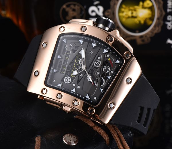 

man watch limited edition quartz movement watch brand luxury full function quartz watches silicone strap festival gift, Slivery;brown