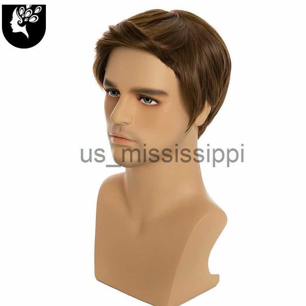 

synthetic wigs short brown synthetic male hair wigs for young men natural straight wave pixie cut wigs heat resistant cosplay daily yourbeau, Black