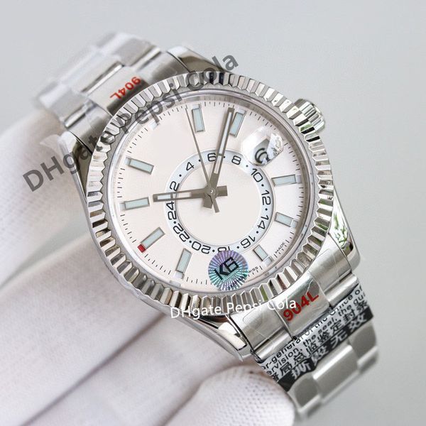 

waterproof watch 326933 326934 automatic mechanical men's watch sky 42mm cal.9001 movement ceramic sapphire luminous brand wristwatch, Slivery;brown