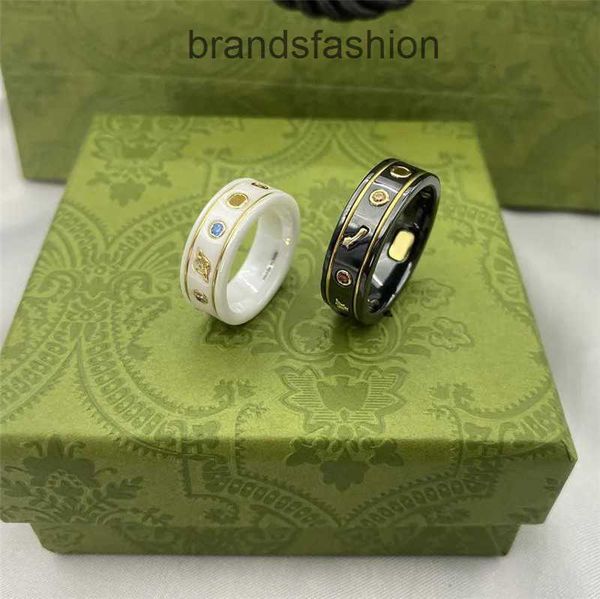 

designer rings men women fashion ceramics love ring engagements for women with bee gemstone pattern classic couple luxury jewelry 21ss, Silver