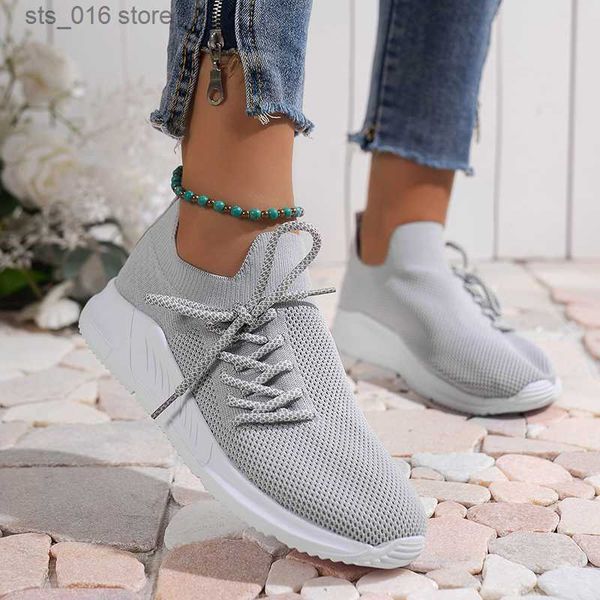 

dress shoes rimocy 2023 new fashion lace-up flats for women autumn breathable soft bottom sneakers woman comfort mesh non-slip running shoes, Black