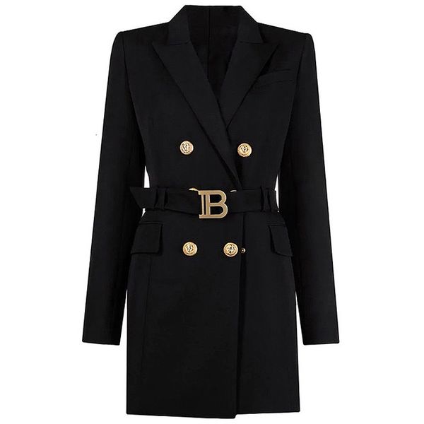 

women's wool blends suit skirt spring and autumn temperament ladies high-quality waist and high goddess professional suit dress jacket, Black