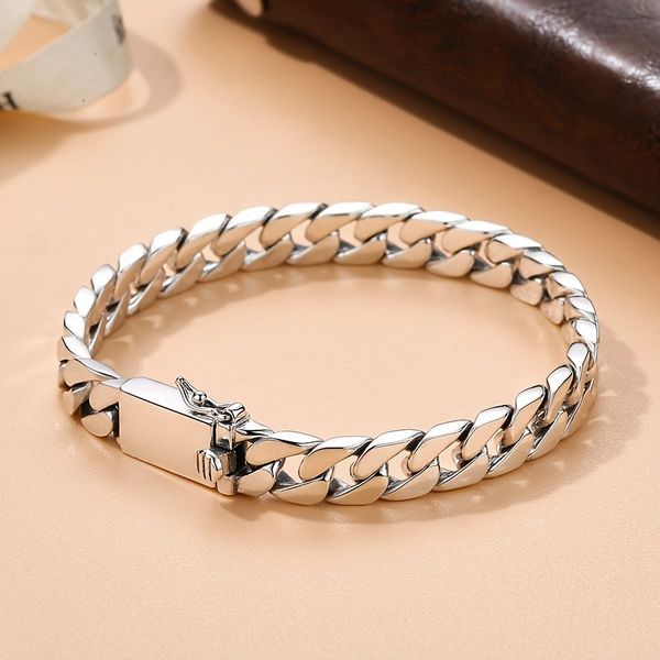 

high -quality fashion personality miami cuban chain men's metal bracelet trendy classic banquet jewelry, Black