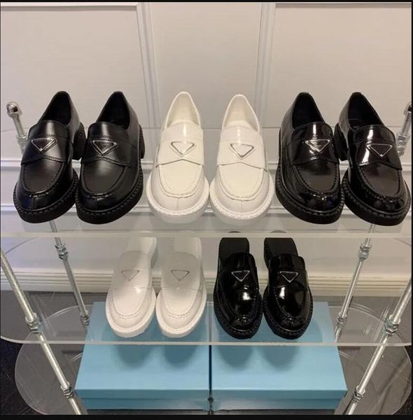 

dress shoes designer women casual shoes thick bottom gear brand triangle p loafers black cloudbust genuine leather shoes increase platform s