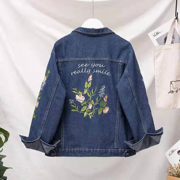 

women s hoodies sweatshirts fdfklak plus size women fashion embroidered denim jacket spring autumn s 5xl loose casual clothes chaqueta mujer, Black