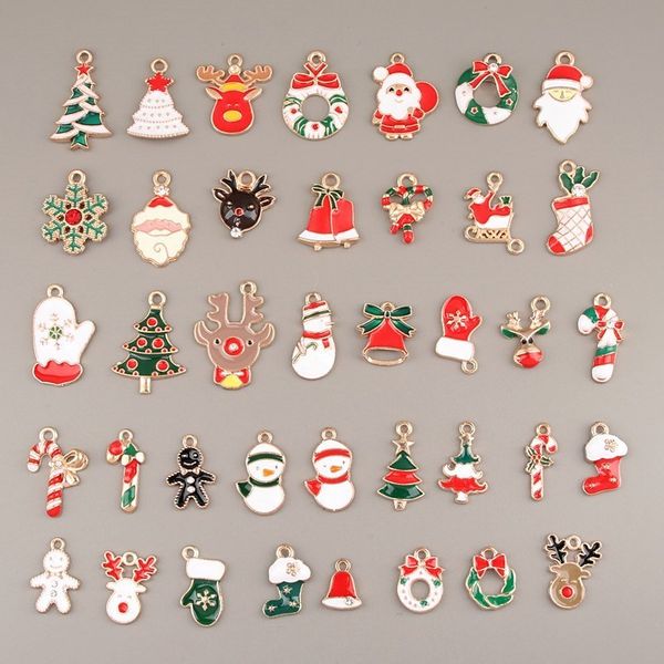 

charms 39pcs mixed colorful christmas series enamel charms small pendant xmas gifts diy handmade jewelry making finding 230826, Bronze;silver
