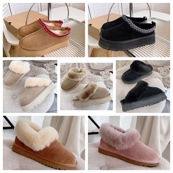 

designer boots winter booties wool real leather shoes australia 2023 fashion women girl classic snow boot plush ankle short mini fur black p