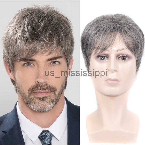

synthetic wigs short men wig straight synthetic wig for male hair fleeciness realistic natural toupee wigs heat resistant fiber wigs x0826, Black