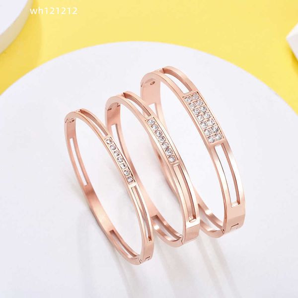 

gold and silver bracelet titanium steel bracelet cnc carved notched zircon bracelet micro inset seven diamond couple bracelet wholesale, Black