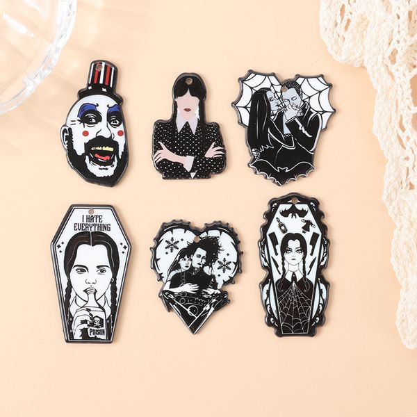 

charms 12pcs vintage halloween charms creative acrylic coffin poison pendant for necklace earring diy making accessories 230826, Bronze;silver