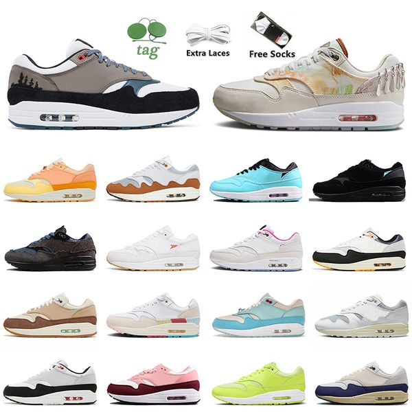 

new original max 1 maxs designer running shoes patta black white outddor sport trainers dirty denim puerto rico blue gale protection pack wo