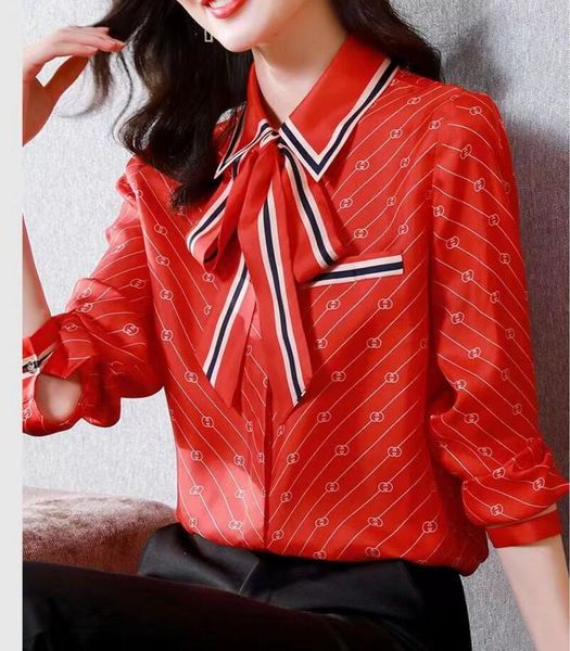 

designer women's blouses & shirts casual office print fashion button white shirt elegant patchwork slim