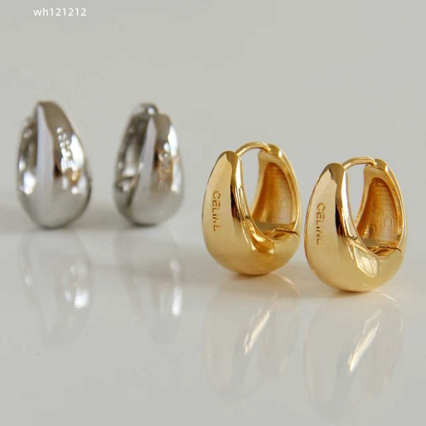 

letter design earrings circle simple new fashion stud womens hoop earring for woman 2 color, Golden;silver