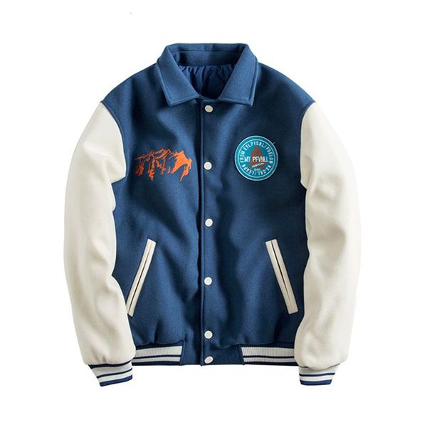 

men s jackets blue grizzly baseball uniform cotton jacket patch panel pilot casual loose version trend 230826, Black;brown
