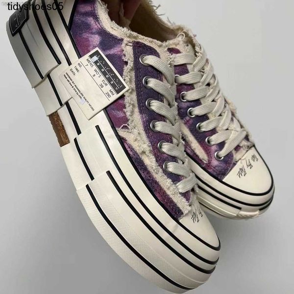 

xvessel wu jianhao's hip hop 3 co branded purple tie dye low vulcanized canvas shoes for men and women beggar's shoes, Black