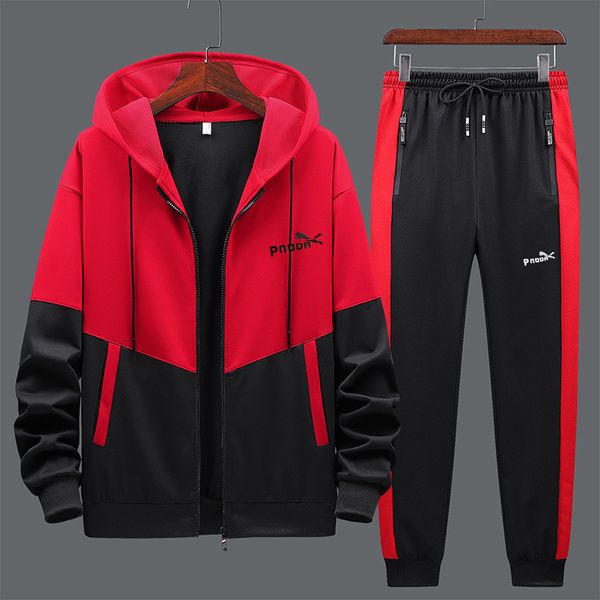 

men s tracksuits brand sportswear stylish casual suit fall jogger hooded blazer pants 2 piece set 230826, Gray