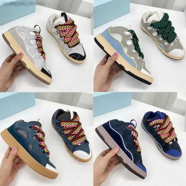 

new fashion excellent designer shoes classic casual shoes curb sneakers multicolor nappa calfskin rubber platform luxury men women sneaker l, Black