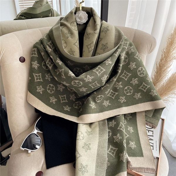 

luxury cashmere scarf women winter warm shawls and wraps designer horse print bufanda thick blanket scarves winter scarf 9, Blue;gray