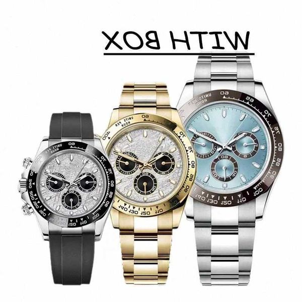 

mens watches automatic mechanical day tona sapphire glass 40mm stainless steel dial ice blue solid clasp montre de luxe waterproof movement, Slivery;golden