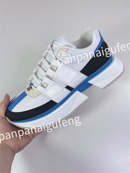 

luxury designer sneaker trainer running shoes calfskin leather whiteblue letter overlays platform low sneakers mens woman shoes size 35-45 f, Black