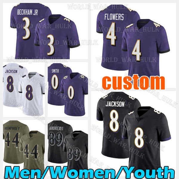 

4 zay flowers jersey 8 lamar jackson 89 mark andrews 0 roquan smith 3 odell beckham jr. 7 rashod bateman kyle hamilton baltimores raven jk d, Black;red