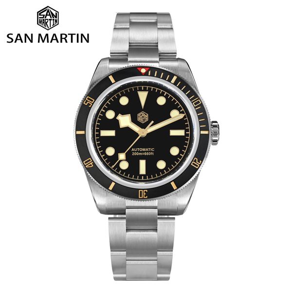 

wristwatches san martin upgraded v2 bb58 6200 limited edition watch 120 clicks matte bezel nh35 automatic mechanical sapphire 230825, Slivery;brown