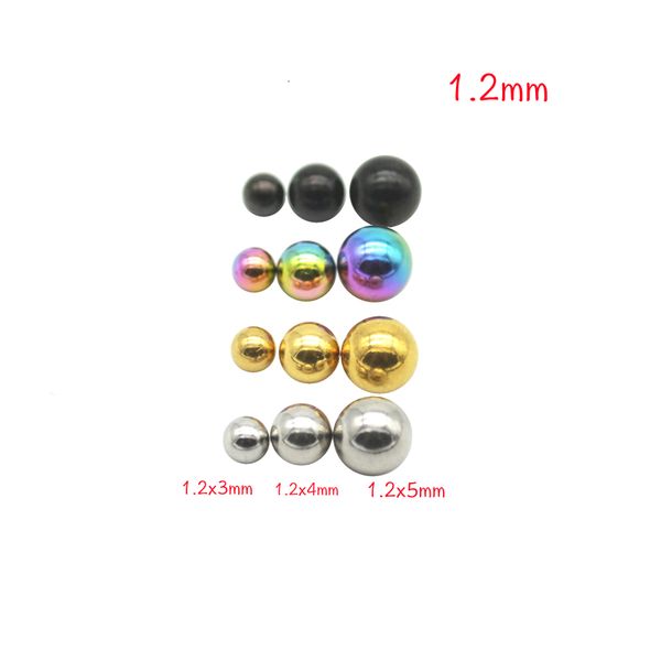 

labret lip piercing jewelry 200pcs screw plain ball replacement stud ear eyebrow ring tongue 16g fashion body black gold color rainbow 23082