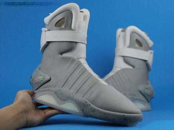 

2022 authentic mag back to the future marty mcfly led boots mens lighting sneakers with box men winter ankle shoes, Black