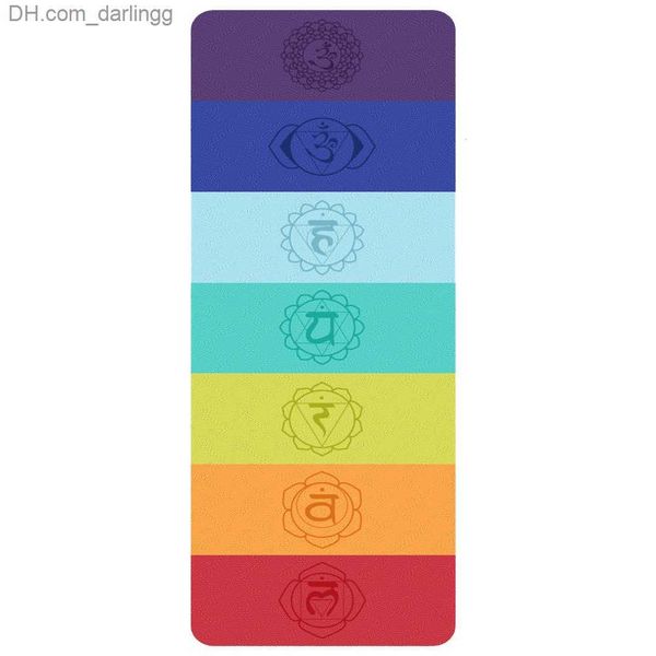 

2021 new rainbow yoga mat pad 6mm tasteless tpe double non-slip cushion for home gym women weight loss pilates exercise q230826