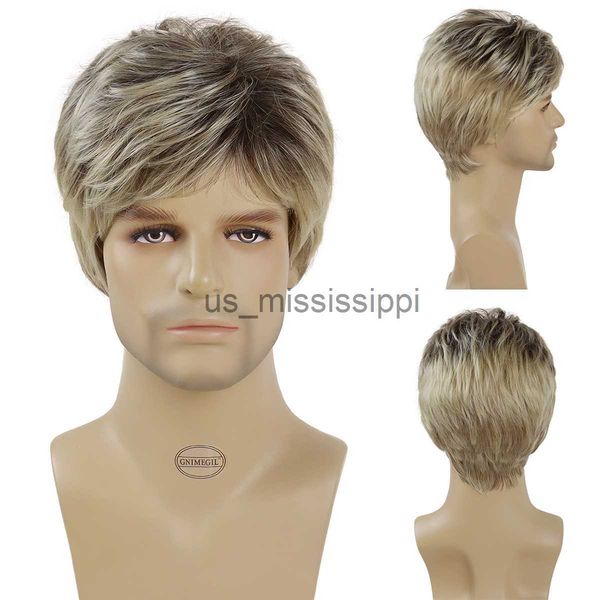 

synthetic wigs gnimegil synthetic wigs for men wigs short hair blonde wig ombre natural wig with bangs hair replacement cosplay wig costume, Black