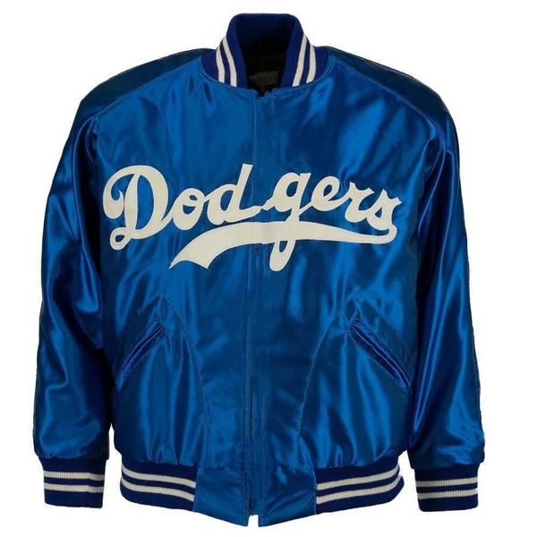 

cool satin authentic brooklyn dodgers 1947-1950 a timeless classic for baseball upper wear varsity jacket, Black;brown