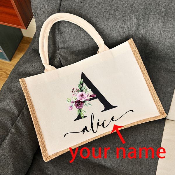 

evening bags custom name burlap tote personalized bridesmaid bachelorette bridal party girls trip gifts canvas jute shopper 230826