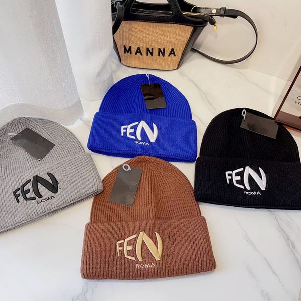 

classic designer winter mens beanie hat style men and women fashion universal knitted cap autumn wool outdoor warm skull caps 4 colors, Blue;gray