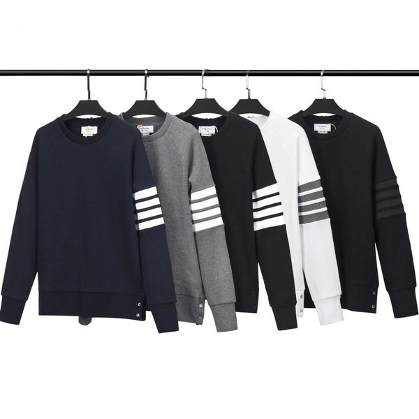 

x6j7 men's hoodies sweatshirts tb browin new tb autumn waffle round neck sweater korean casual yarn dyed four bars, Black