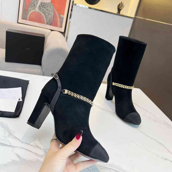 

luxury designer boots women ankle booties winter channel leather boot martin platform letter ccity fggbdf, Black