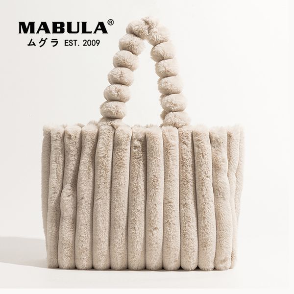 

evening bags mabula brand solid soft faux fur women tote handbag stylish pleated underarm shoulder hobo bag fashion winter satchel work 2308