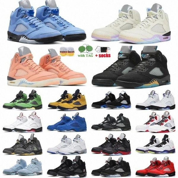 

jumpman 5 men womens 5s basketball shoes unc university blue dj khaled we the crimson bliss aqua craft light orewood brown w0ii#, Black