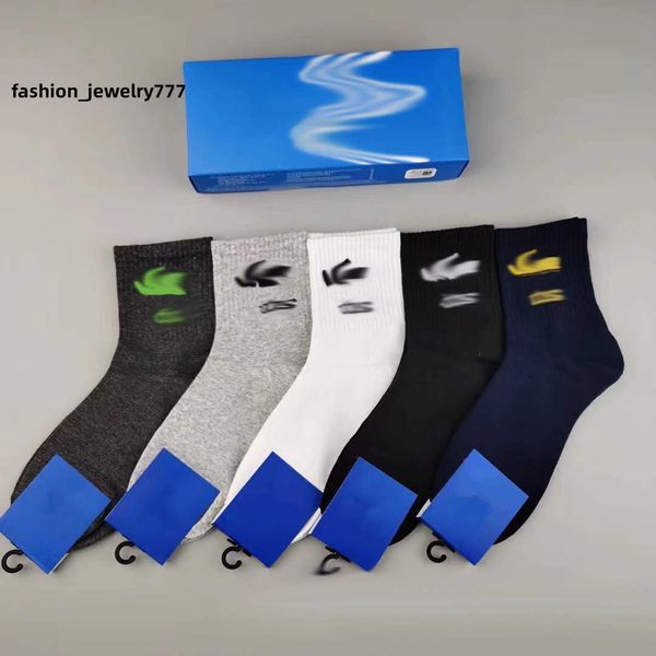

mens socks classic letter striped sports casual womens short socks cotton for men and women random color, Black