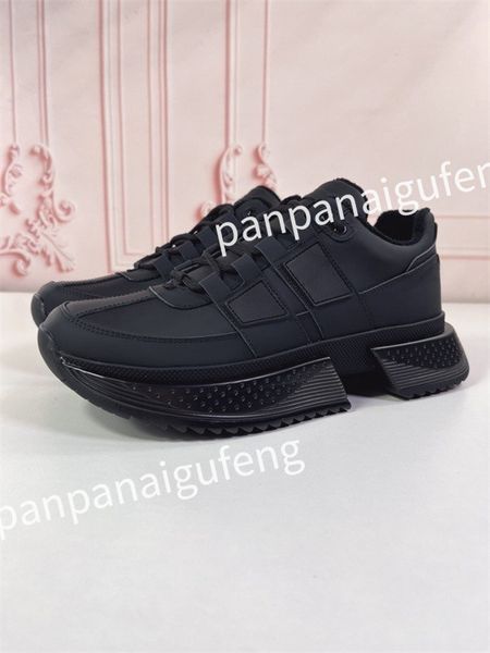 

new luxury designer sneaker trainer running shoes calfskin leather whiteblue letter overlays platform low sneakers mens woman shoes size 35-, Black