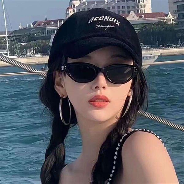 

item title sunglasses refined narrow frame cat eye small gm for women high end sunblock street anti, White;black