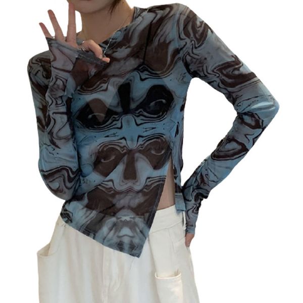 

women s t shirt women t shirts fall winter 2023 crop clothes y2k graphic fairy grunge aesthetic vintage long sleeve streetwear 230826, White